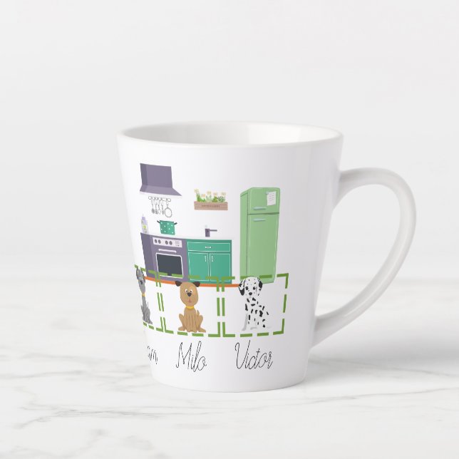 Personalise with 1-3 dogs photos and names  latte mug (Right)