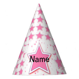 Personalise With A Name Pink STAR  Party Hat
