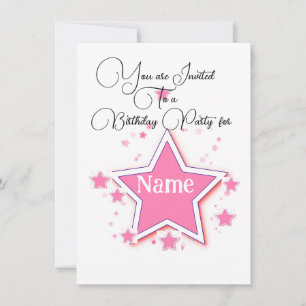 Personalise With A Name STAR Birthday Invitation
