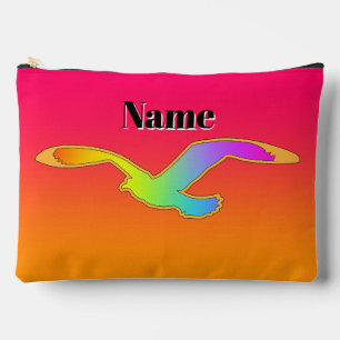 Personalise With Name Bird In Flight Rainbow     Accessory Pouch