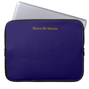 Personalise With Name Initials Dk Blue + Orange Laptop Sleeve