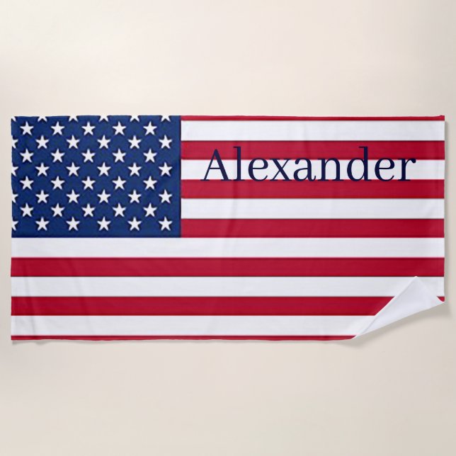 Personalise with name United States of America  Beach Towel (Front)