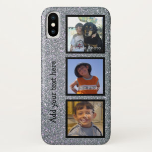 Personalise With Photos And Faux Silver Glitter iPhone X Case