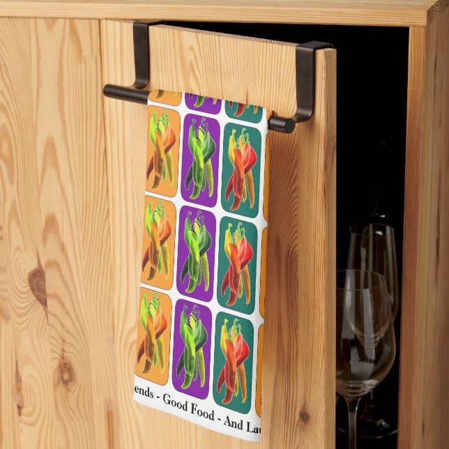 Personalise With Text or Family Name Chilli Tea Towel (Thirds Fold)
