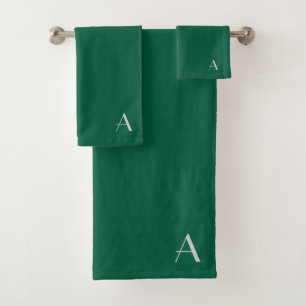 Personalise With Your Initial Green Bath Towel Set
