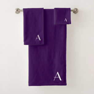 Personalise With Your Initial Purple  Bath Towel Set