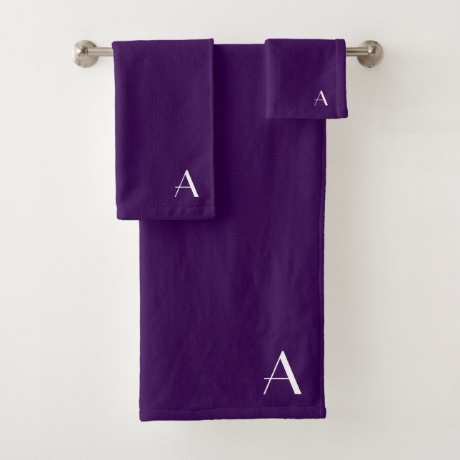 Personalise With Your Initial Purple  Bath Towel Set (Insitu)