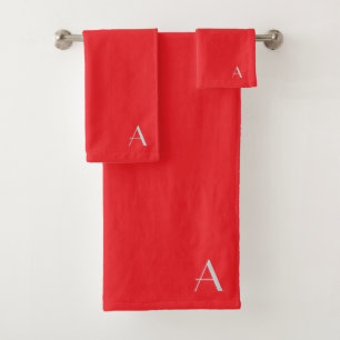 Personalise With Your Initial Red  Bath Towel Set