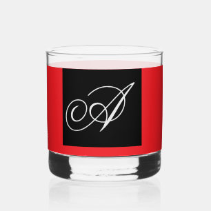 Personalise With Your Initial Red Whiskey Glass