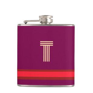 Personalise With Your Initial Wine + Red Stripe Hip Flask