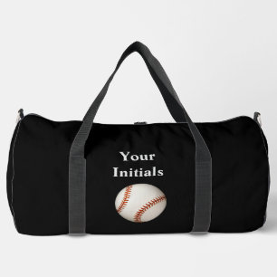 Personalise With Your Initials Black Baseball Ball Duffle Bag