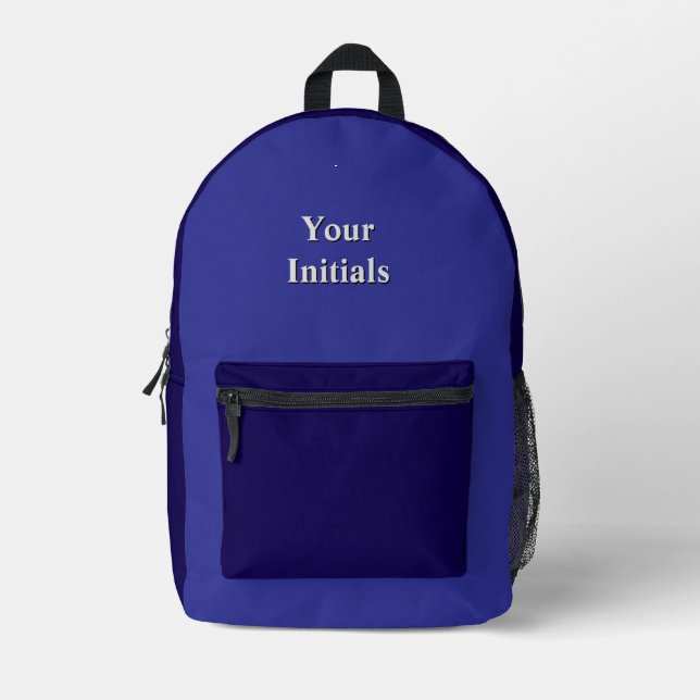Personalise With Your Initials Blue + Blue    Printed Backpack (Front)