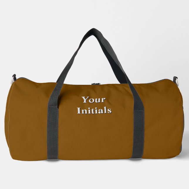 Personalise With Your Initials Brown    Duffle Bag (Front)
