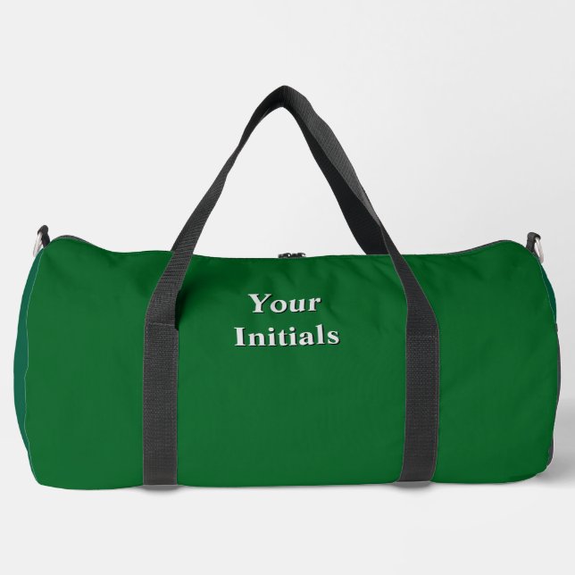 Personalise With Your Initials Green   Duffle Bag (Front)