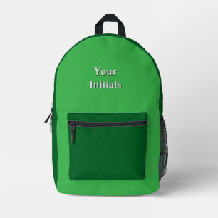 Personalise With Your Initials Green + Green Printed Backpack