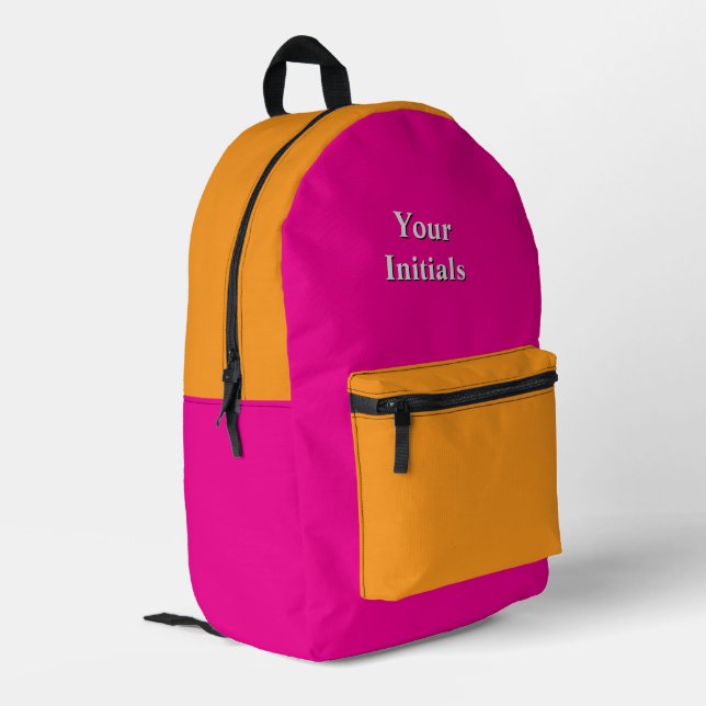 Personalise With Your Initials Hot Pink Gold   Printed Backpack (Back Corner Left)