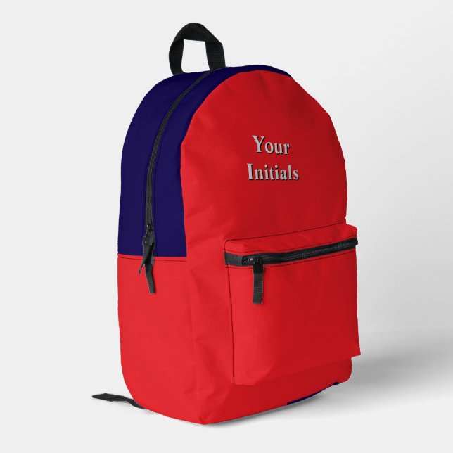 Personalise With Your Initials Red    Printed Backpack (Back Corner Left)