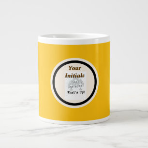 Personalise With Your Initials What's Up? Yellow Large Coffee Mug