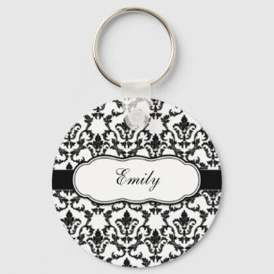 Personalise With Your Name Damask Keychain