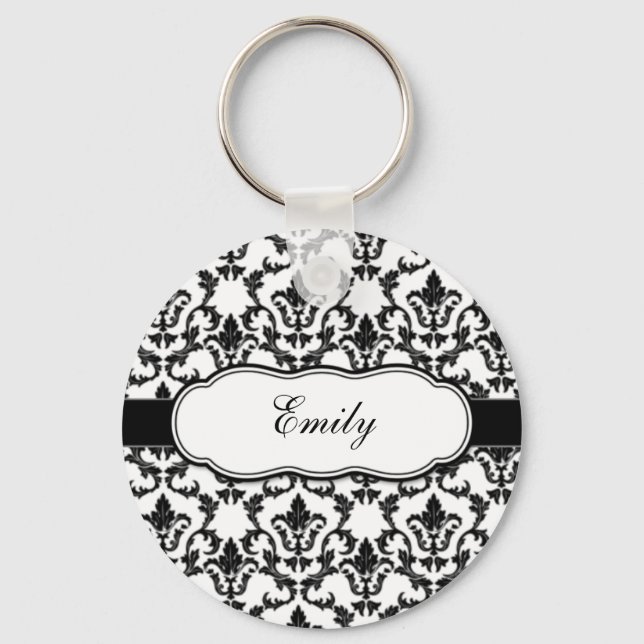 Personalise With Your Name Damask Keychain (Front)