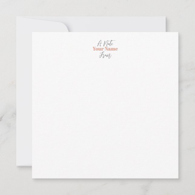 Personalise With Your Name Peach Flat Note Card (Front)