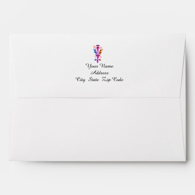 Personalise With Your Name Rainbow Floral  Envelope (Back (Top Flap))