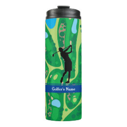 Personalise Woman Golfer Thermal Tumbler