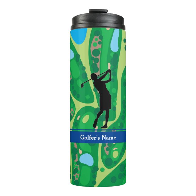 Personalise Woman Golfer Thermal Tumbler (Front)