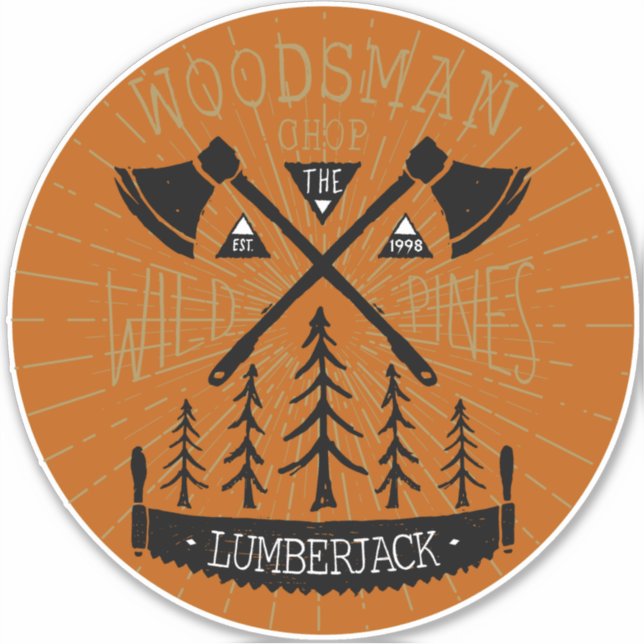 Personalise Woodsman Lumberjack Crossed Axes Pines (Front)