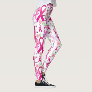 Personalise Words Name Pink Ribbon Breast Cancer Leggings
