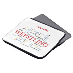 Personalise, Wrestling Coach Thank You in Words Laptop Sleeve