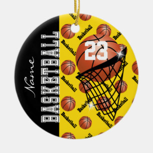 Personalise Yellow Basketball Ceramic Ornament