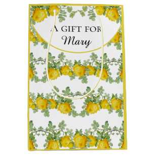 Personalise Yellow Rose Medium Gift Bag