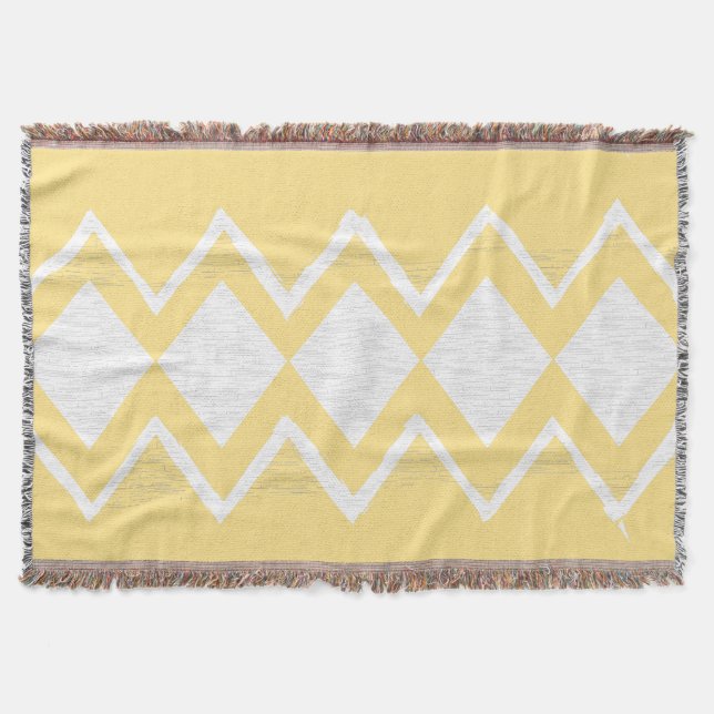 Personalise Your Beach House Aqua Grey Zig Zag Throw Blanket (Front)