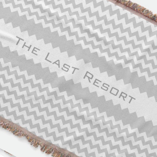 Personalise Your Beach House Name Grey Zig Zag Throw Blanket (Creator Uploaded)