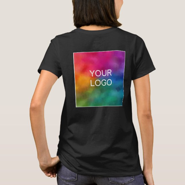 Personalise Your Business Logo Elegant Black T-Shirt (Back)