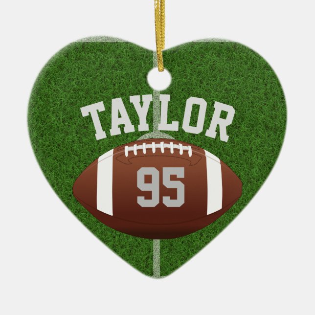 Personalise Your Football player Name and Number Ceramic Ornament (Front)