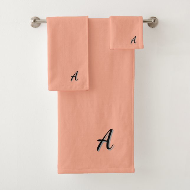 Personalise Your Initial(s) Peach   Bath Towel Set (Insitu)