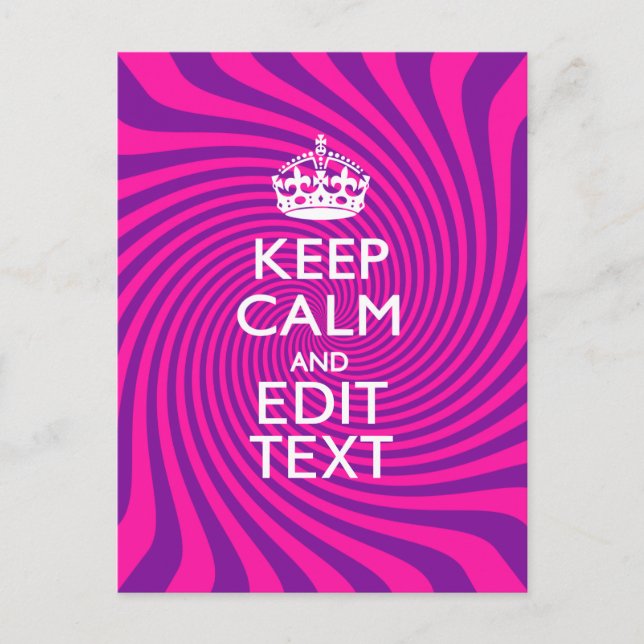 Personalise Your Keep Calm and Gift Hot Pink Twist Postcard (Front)