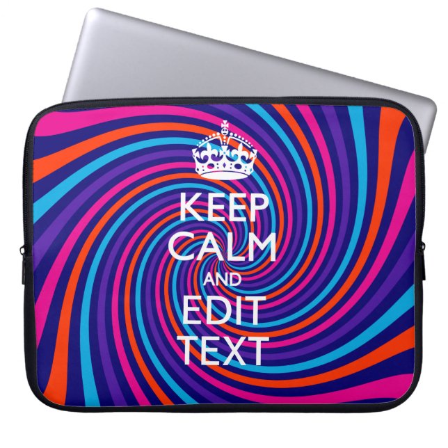 Personalise Your Keep Calm and Multicolored Swirl Laptop Sleeve (Front)