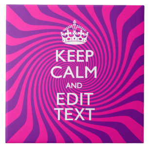 Personalise Your Keep Calm Saying Hot Pink Swirl Ceramic Tile