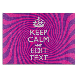Personalise Your Keep Calm Saying on Pink Swirl Cutting Board