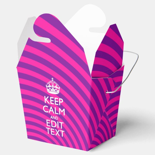 Personalise Your Keep Calm Saying on Pink Swirl Favour Box (Opened)