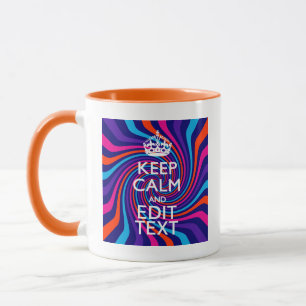 Personalise Your Keep Calm Text Multicolored Swirl Mug