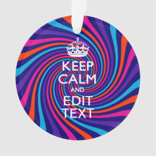 Personalise Your Keep Calm Text Multicolored Swirl Ornament