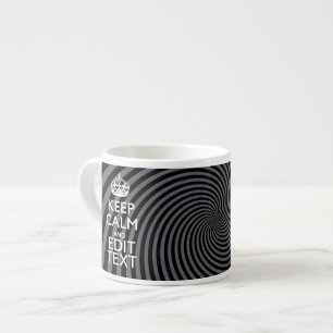 Personalise Your Keep Calm Text on Black Swirl Espresso Cup