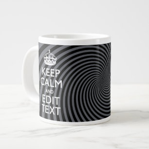 Personalise Your Keep Calm Text on Black Swirl Large Coffee Mug
