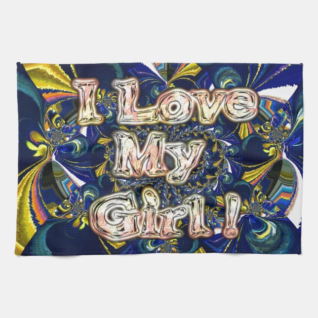 Personalise Your Love Infinity: I Love my Girl Tea Towel (Horizontal)