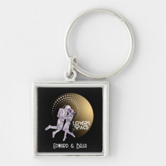Personalise your Lovers in Space design Key Ring