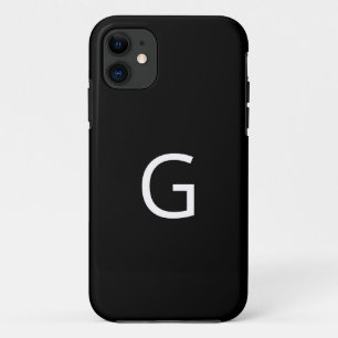 Personalise Your Monogram, White on Black iPhone 11 Case